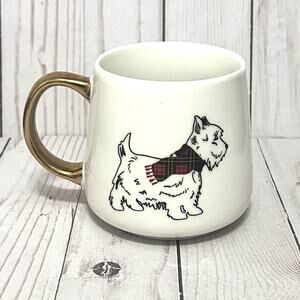 Creative Crate Westland Highland Scottie Terrier Scarf White Mug Gold Handle